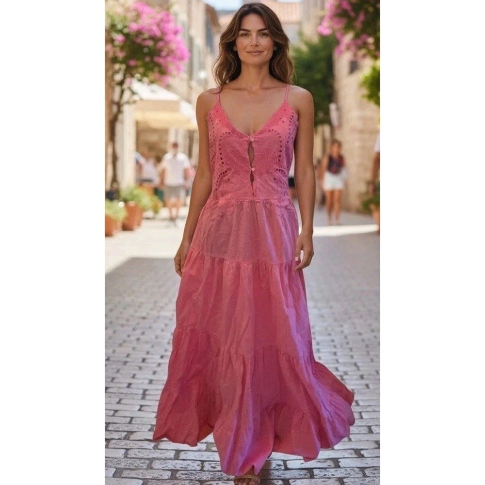 Chelsea‎ & Violet Alyssa Sweetheart Neckline Sleeveless Cotton Slub Maxi Dress L